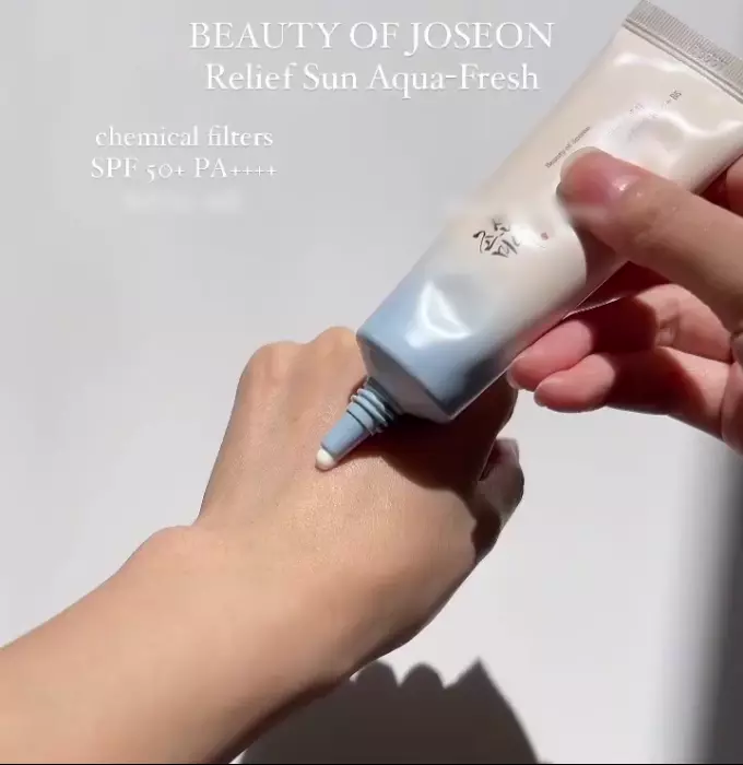 Текстура сонцезахисного крему Beauty Of Joseon Relief Sun Aqua-Fresh: Rice + B5 SPF 50+ PA++++