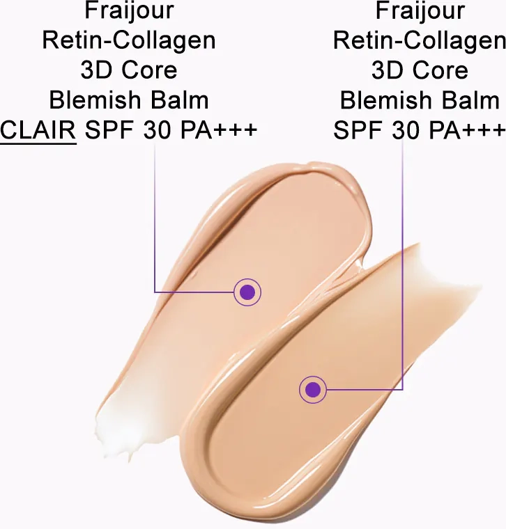 Свотчи BB-крема Fraijour Retin-Collagen 3D Core Blemish Balm