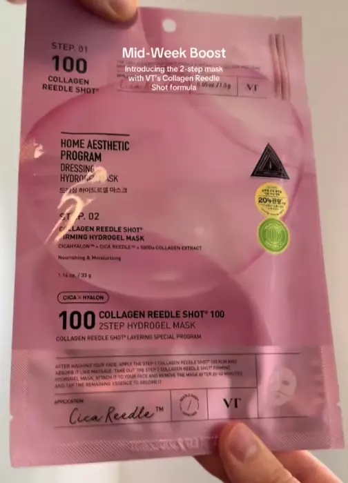 Як користуватися гідрогелевою маскою VT Cosmetics Collagen Reedle Shot 100 2-Step Hydrogel Mask